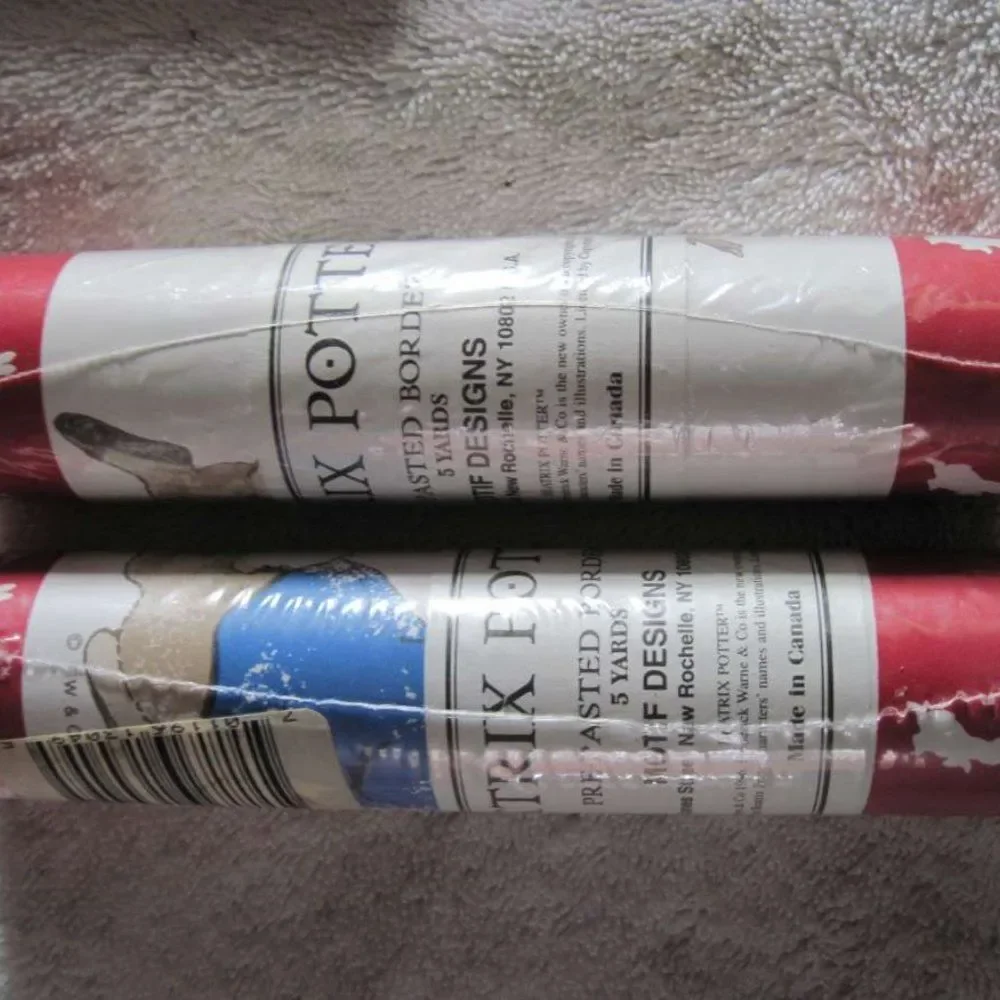 Beatrix Potter Themed Wallpaper Border Red Edge PrePasted 5 Yd Roll Peter Rabbit